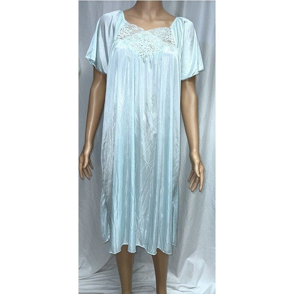 Cozee Corner Silky Semi Transparent Relaxed Midi Stretch Sleep Gown Nightie, 4X - Picture 1 of 3